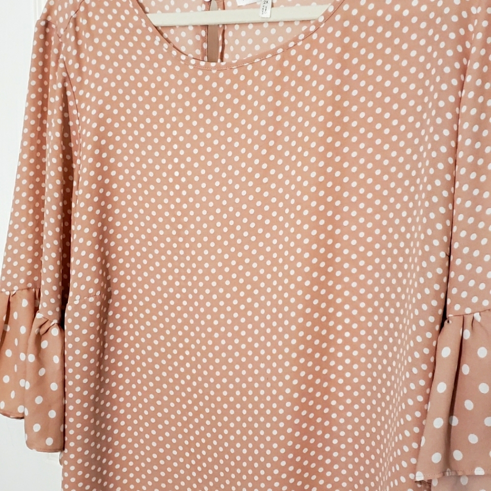 Violet + Claire White polka dot blouse